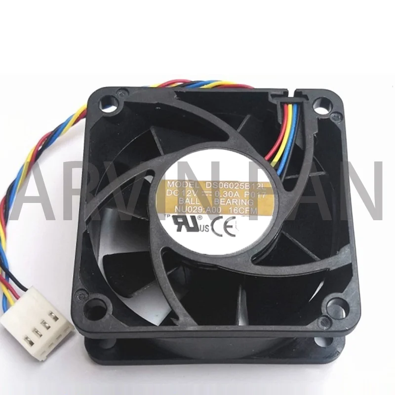 

60mm Fan 6cm 6025 Dual Ball Bearing 4Wire PWM Fan Ds06025b12l 12v 0.30a Server Cooling Fan