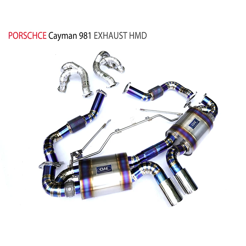 Titanium Alloy Exhaust Pipe Manifold Full Set for Porsche Boxster Cayman 981 Muffler With Electronic Valve Car Accessories