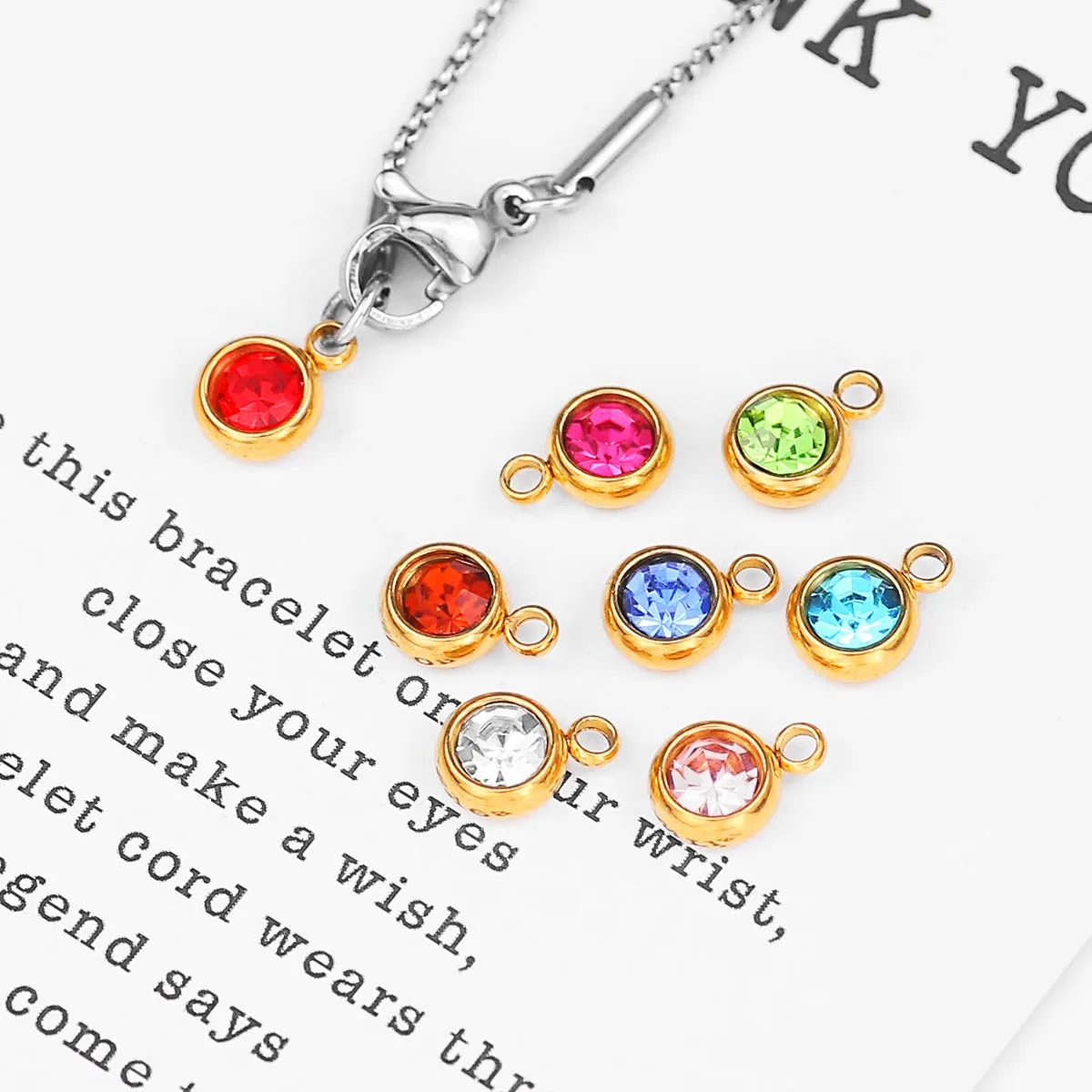 

10pcs/lot 6mm Crystal Stainless Steel Rhinestone Charms Birthstone Pendants for Jewelry Making DIY Necklace Bracelet Accessories