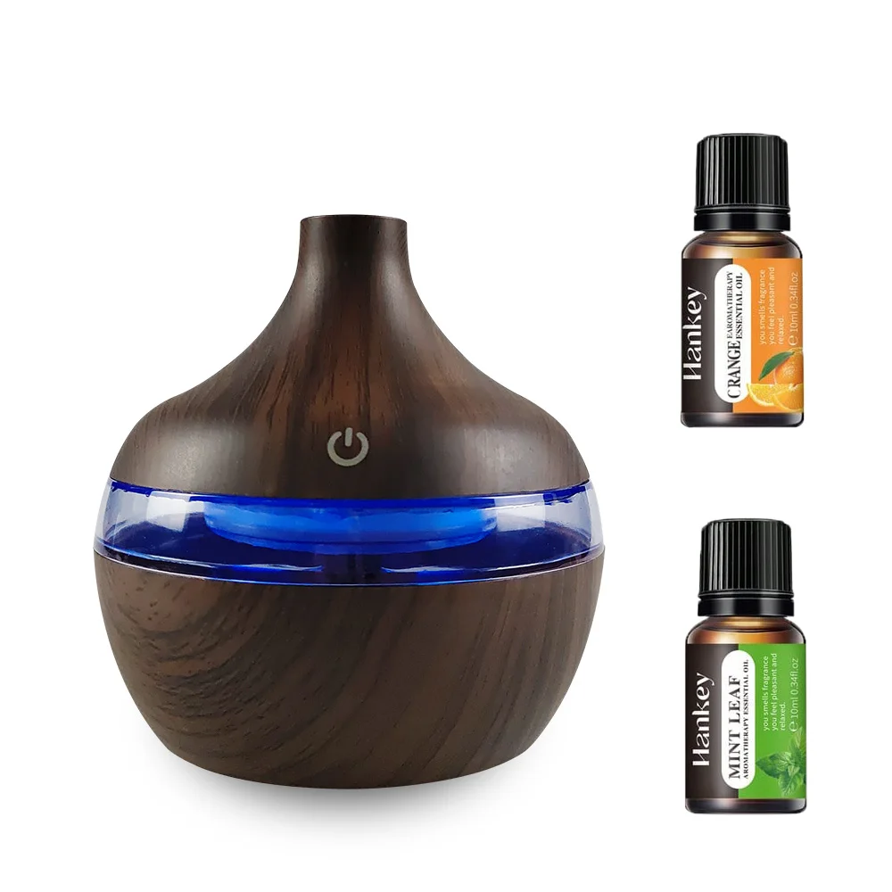 

New Compact Wooden Humidifier for Desk - 300ml USB Travel-Friendly Diffuser with 2 Oils, Ideal for Small Rooms & Dorm