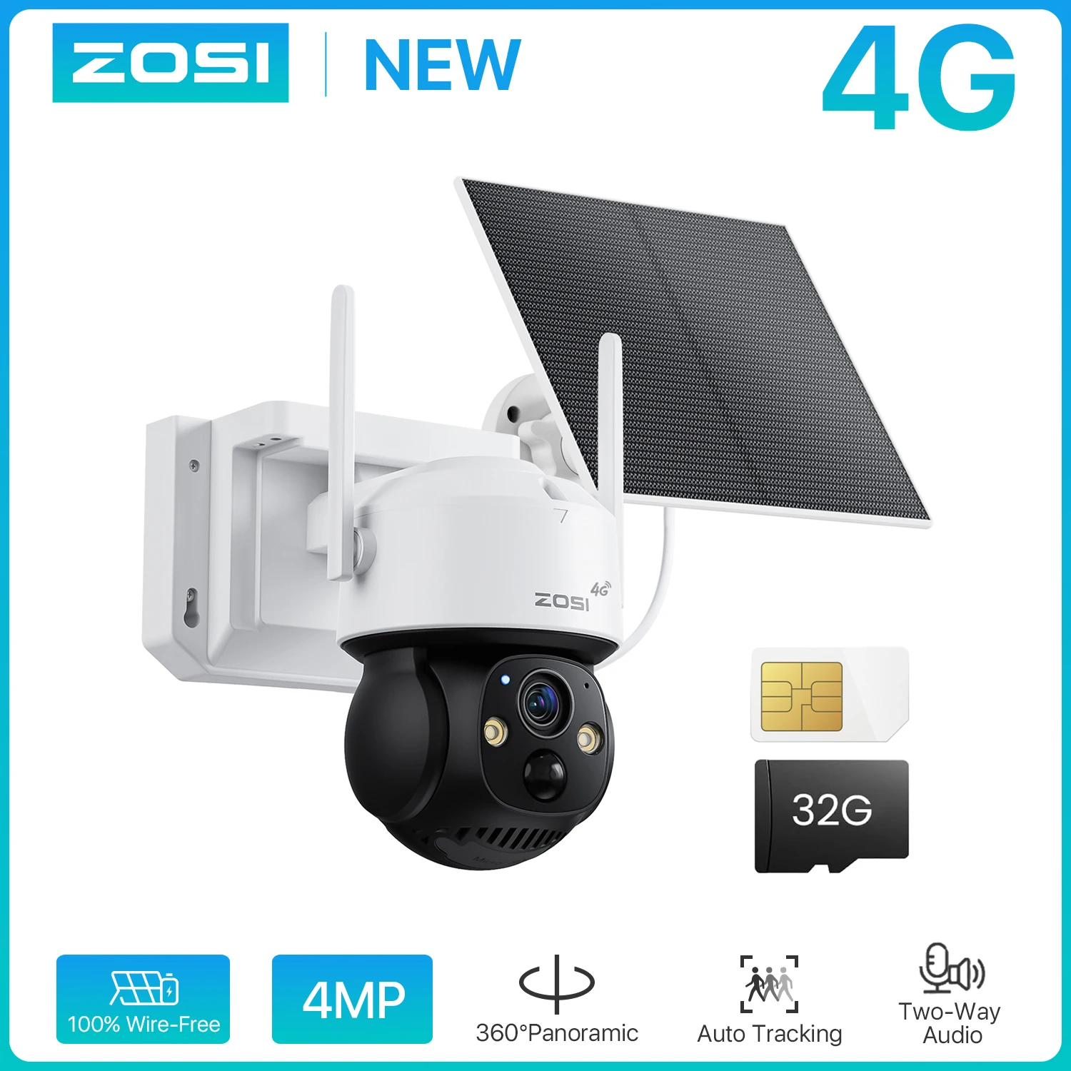 

ZOSI 4MP 4G/WiFi уличная аккумуляторная камера с солнечной зарядкой 15000 мАч водонепроницаемая человеческая дорожка домашняя безопасность CCTV видеонаблюдение