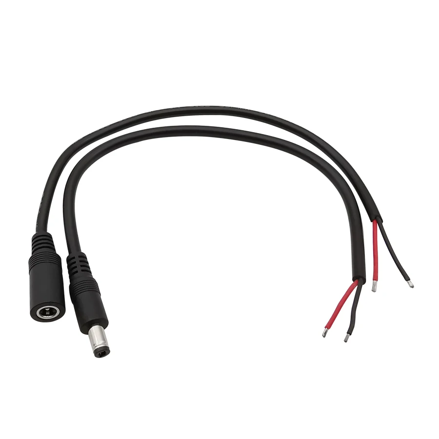 DC 5.5 x 2.1mm Power Socket Connector Male Female Plug Jack 18AWG Cable Wire for 3528 5050 LED Strip Light CCTV Camera