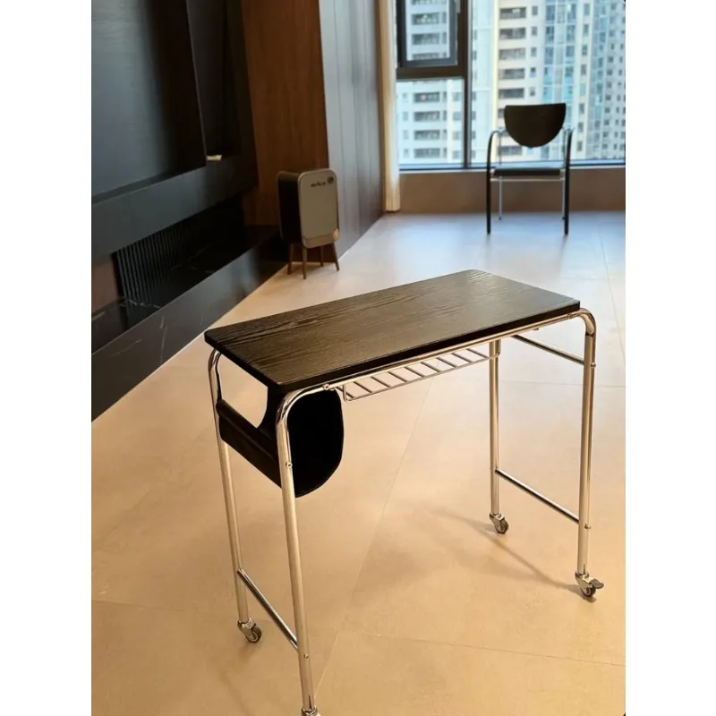 

Simple modern high carbon steel bookshelf computer desk living room bedroom push-pull mobile assembly coffee table