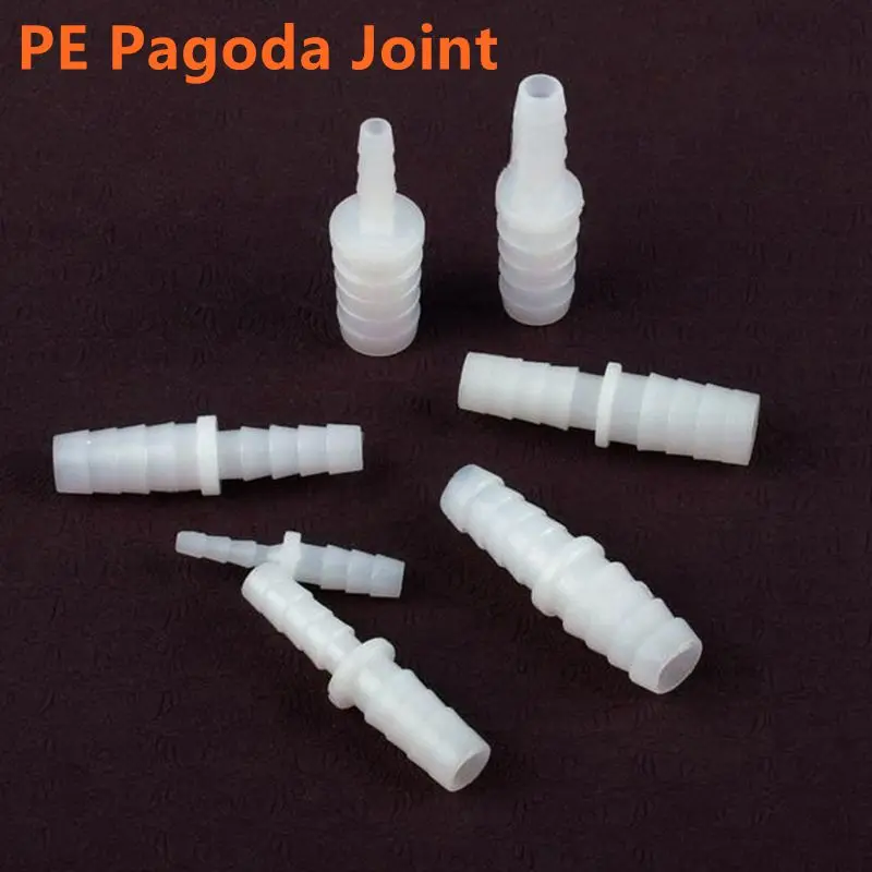 

3~50pcs 2.4~9mm To 4~12mm PE Plastic Pagoda Direct Connectors Aquarium Water Tank Air Pump Adapter Garden Irrigation Hose Joint