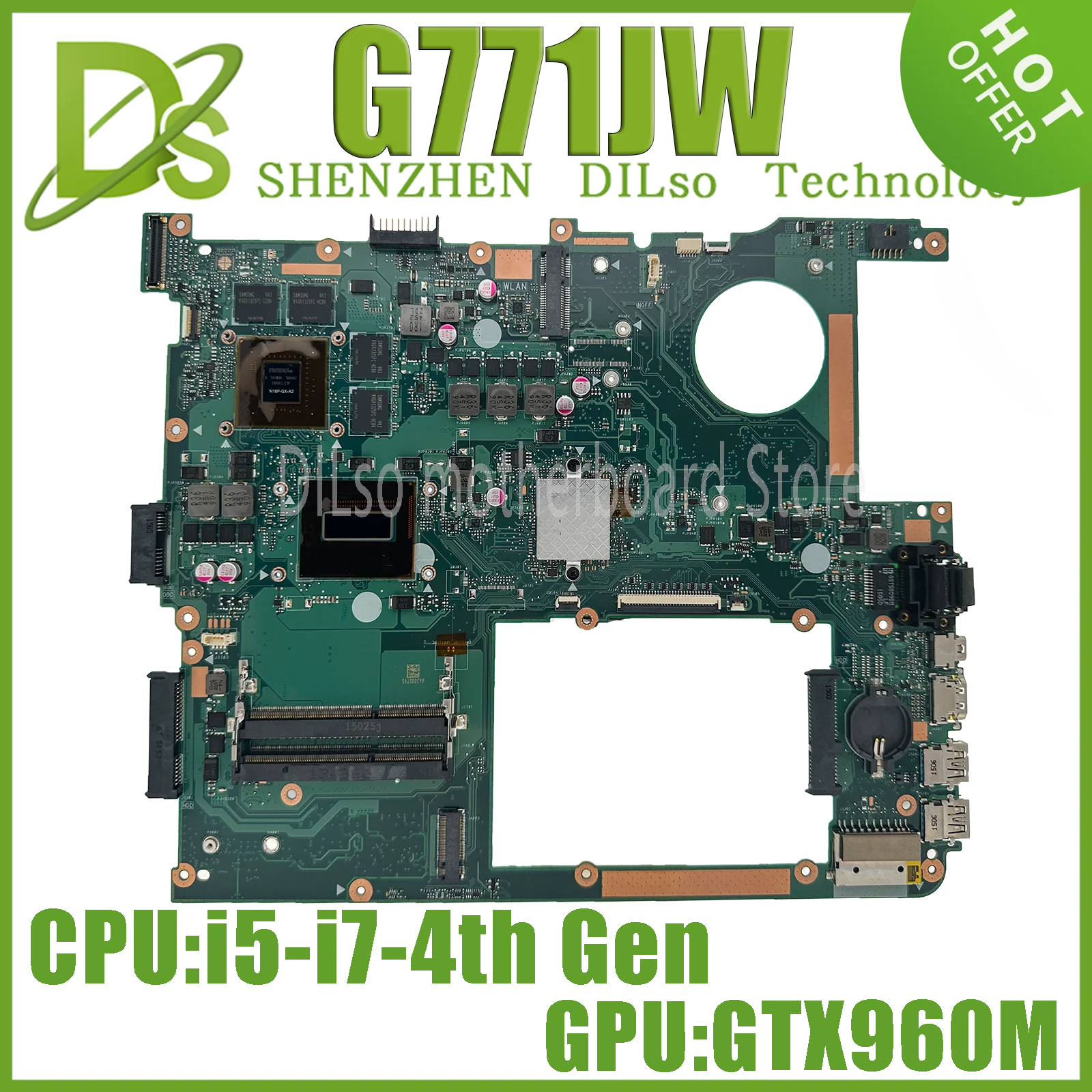 

KEFU G771JM Mainboard For ASUS ROG G771J G771JW G771JM Laptop Motherboard W/I5-4200H I7-4710HQ/4750HQ GTX860M GTX960M EDP/LVDS