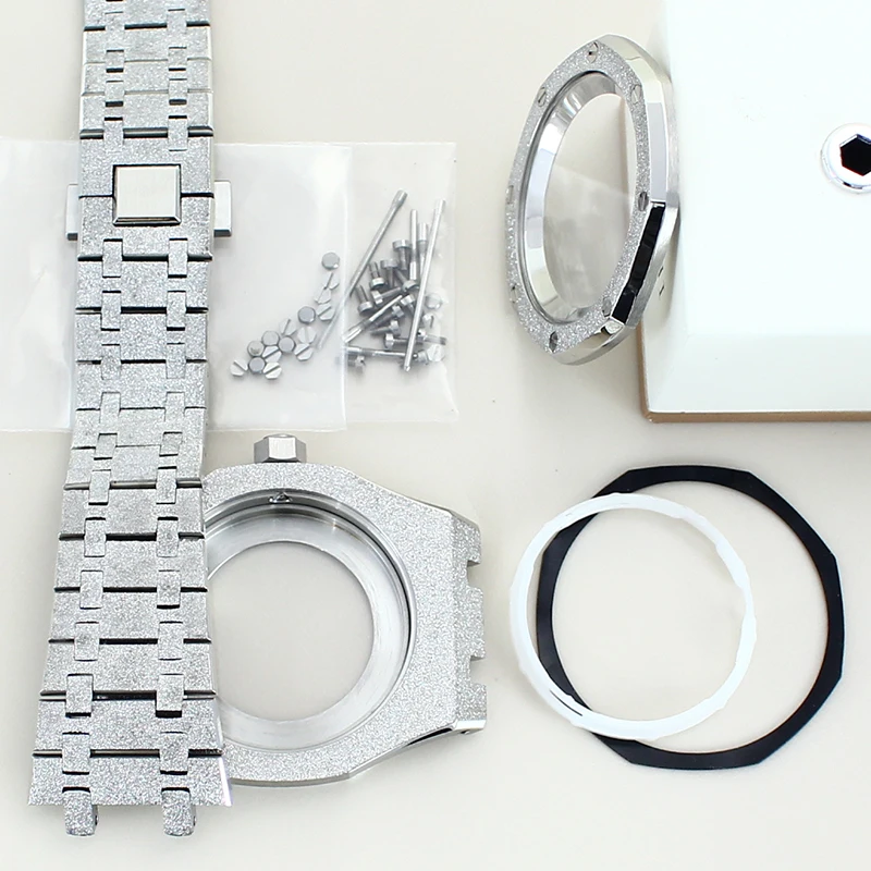 41mm Star Sand Octagon Watch Case Strap Parts For Seiko nh35 nh36 nh34/38 Movement 28.5mm Dial With Chapter Rings Sapphire Glas