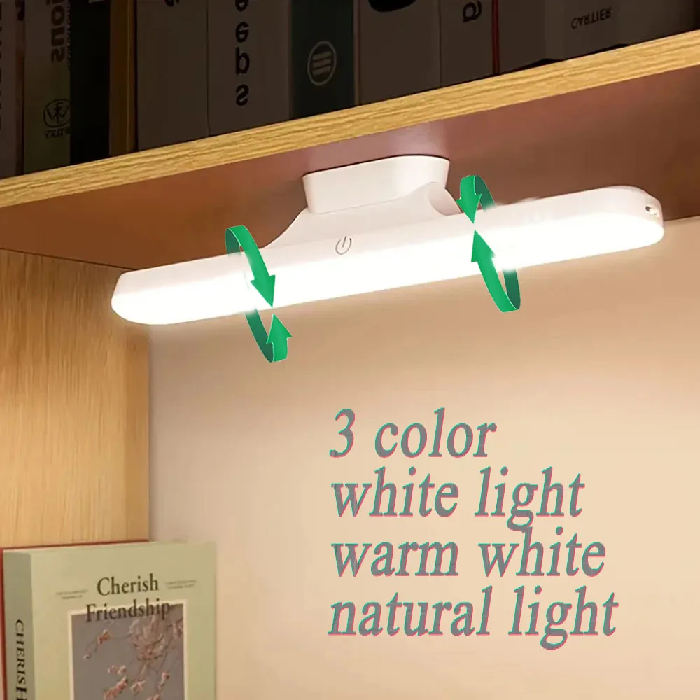 3 Colors USB Rechargeable Cabinet Light Hanging Magnetic Bedroom Night Light Reading Lamp Stepless Dimming Cabinet Closet Light