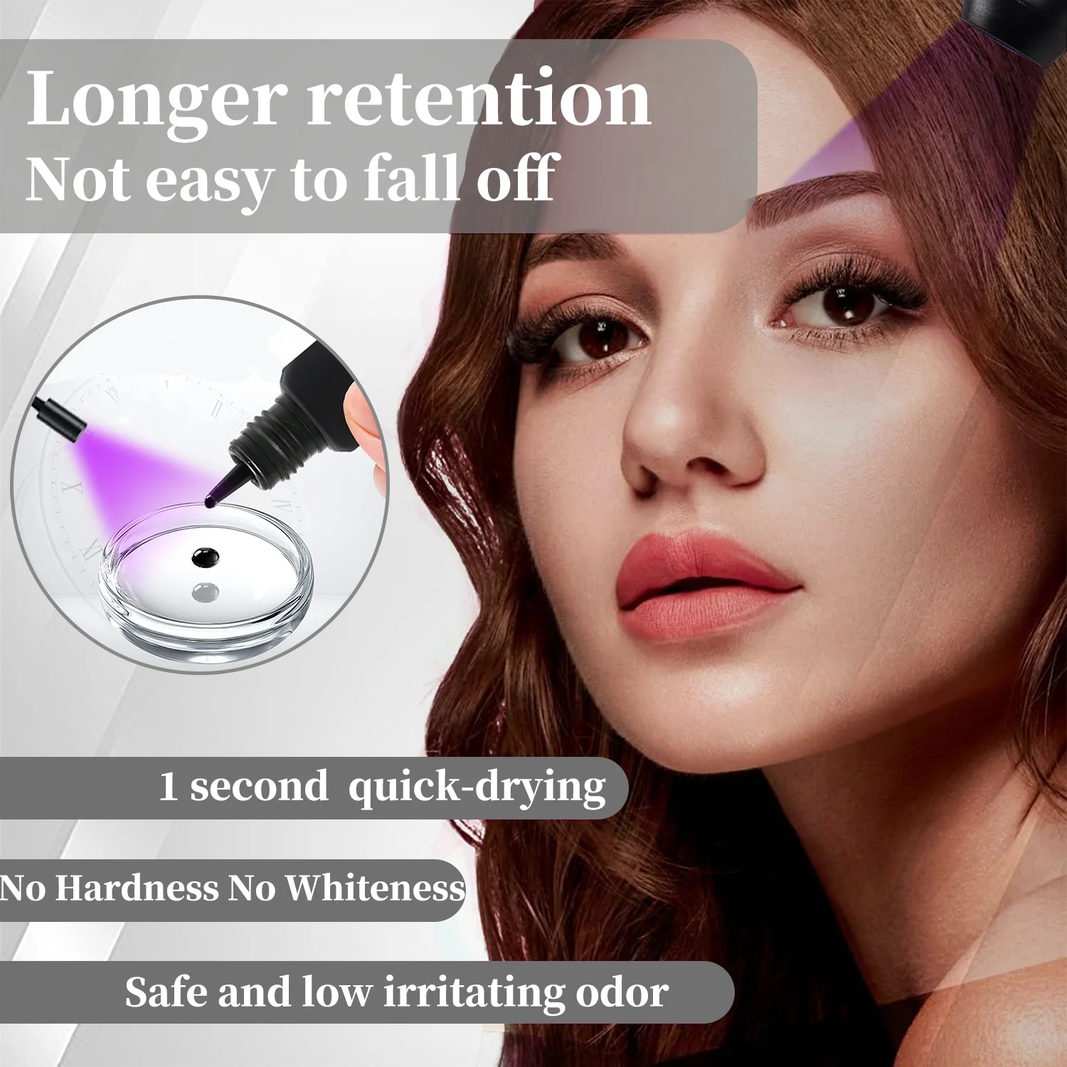 UV まつげ接着剤防水まつげエクステンション用すぐに 1 秒乾燥強力なつけまつげエクステンション持続接着剤