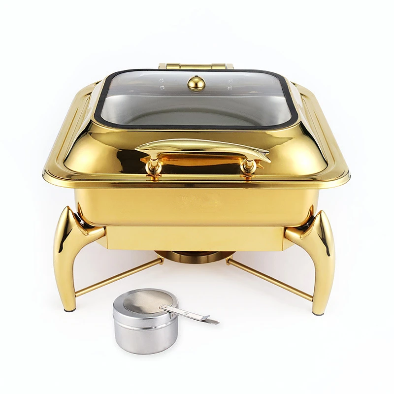 

#Stainless steel thickened square buffet furnace hydraulic glass cover heating and holding furnace commercial buffet furnace