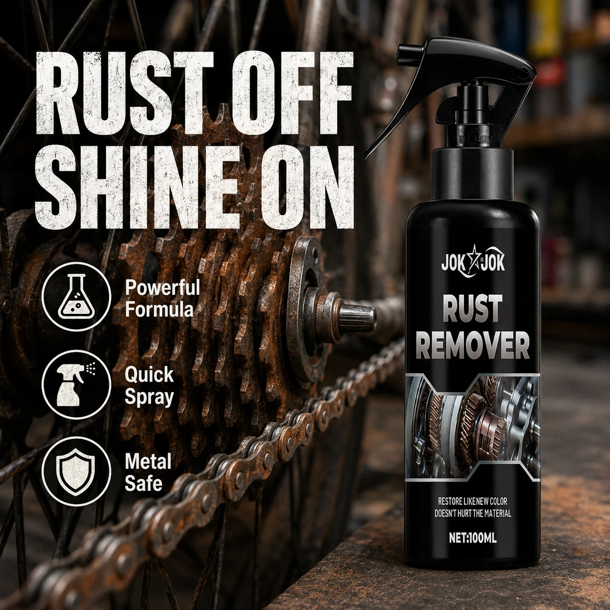 100mL Universal Rust Remover Revitalizing Spray for Car Wheels & Metal Surfaces Strong Decontamination Smooth & Reliable
