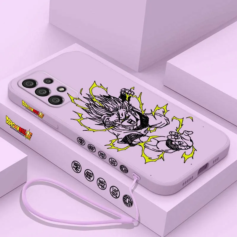 D-Dragon Ball Son Goku Fun Anime Cover For Samsung Galaxy A71 A55 A54 A53 A51 A50 A40 A15 A14 A06 5G Liquid Left Rope Phone case