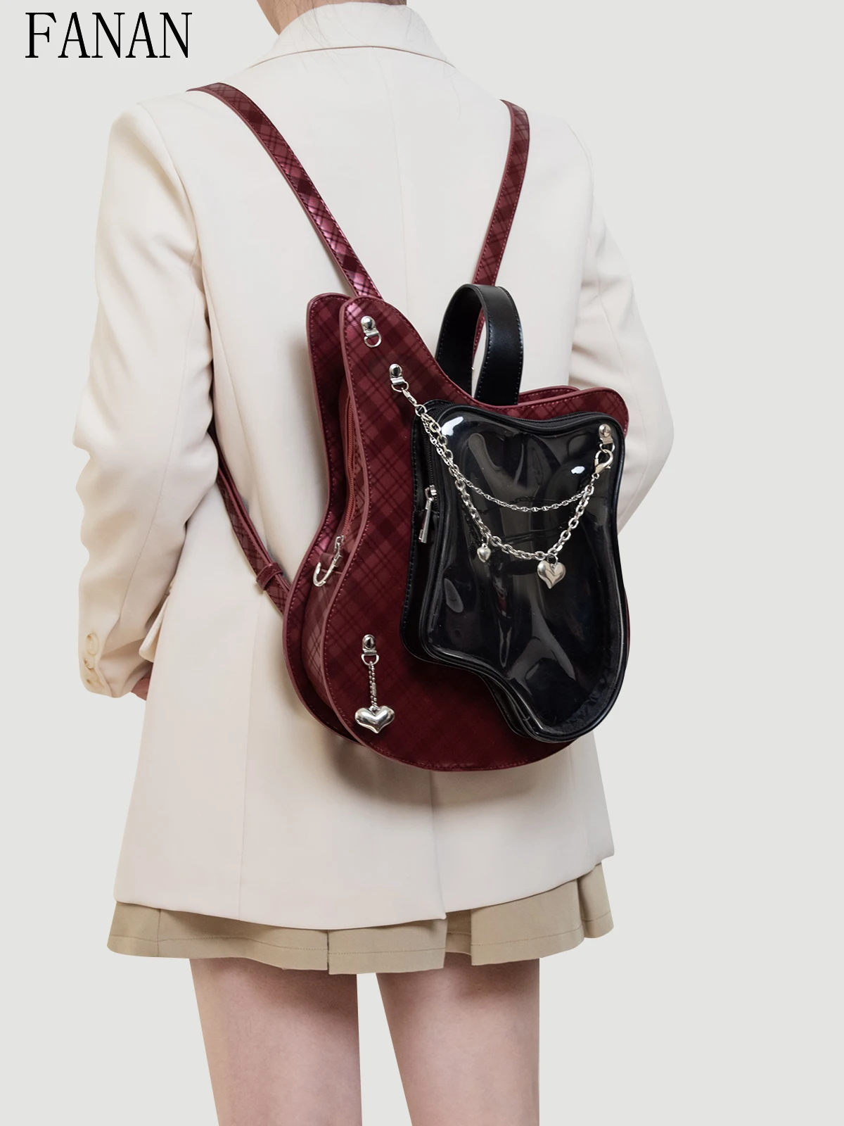 Creative Color Contrasting Sweet Cool Backpacks Y2K Style Chain Shoulder Strap Backpack Cute Women's Bags 2025 New