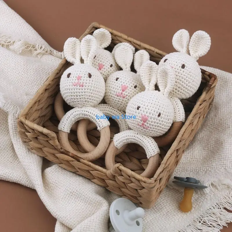 

Crochet Rattling Baby Hanging Toy for InfantCartoon Bunny Newborn 4XBD