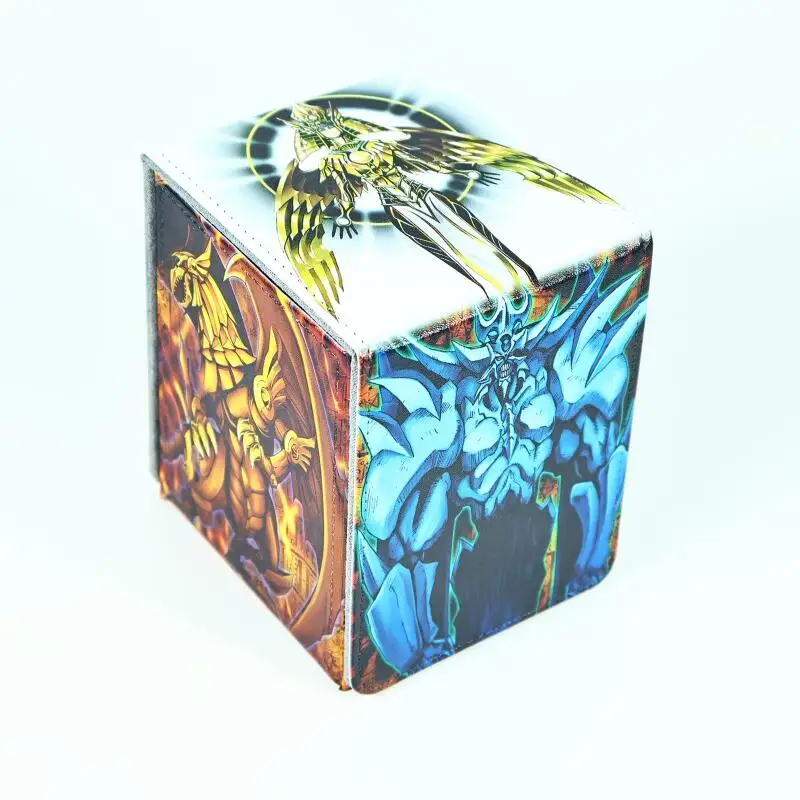 

Ю-Ги-О! Коробка для карт Slifer the Sky Dragon OTCG DIY из утолщенной кожи большой вместимости для хранения коллекционных аниме-игровых карт