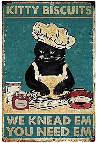 

Забавный Черный кот кухонный Декор Kitty Бисквитное печенье We Knead Em вам нужен Em постер Cat Smoke постер Бар Ванная бар сад дом Outdoo