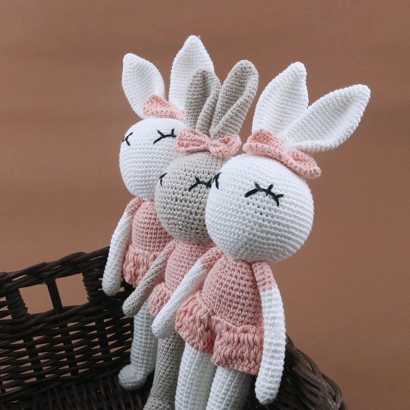 1 pz creativo fatto a mano lavorato a maglia coniglio bambola animale farcito peluche bambino lenitivo dormire peluche regali per i bambini compleanno