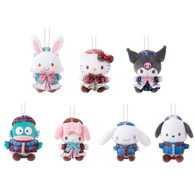 شخصيات أنيمي لطيف كوروم هيلوكيتي ميلودي ألعاب من القطيفة الحيوانات المحشوة الصغيرة أفخم سلاسل المفاتيح عيد الميلاد هدية عيد ميلاد