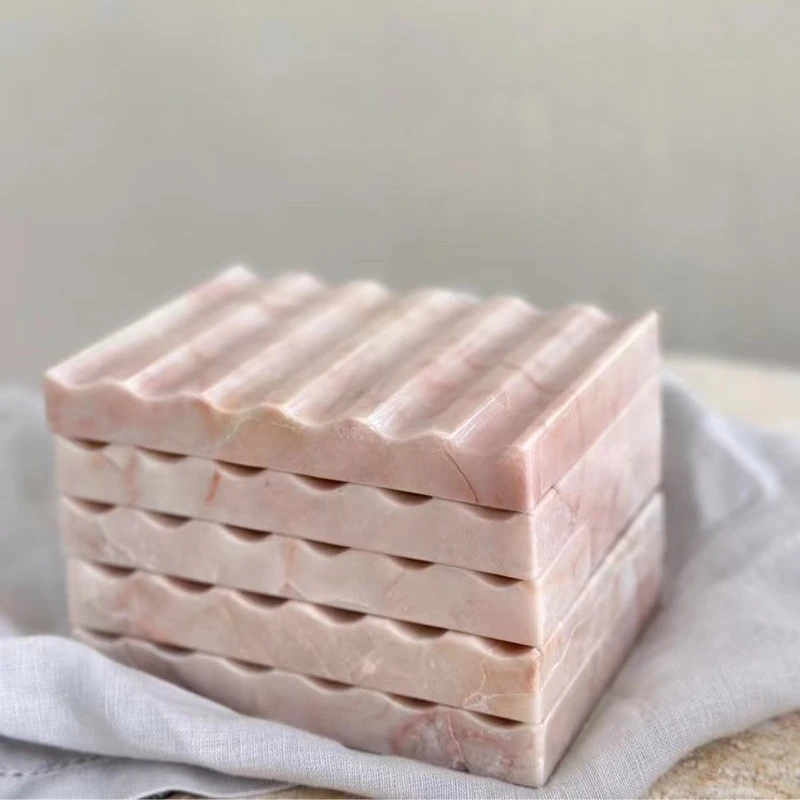 

Marble Soap Dish Jewelry Ring Tray Rectangle Stone Soap Tray & Saver for Shower Self Draining Soap Holder for Bathroom, Kitchen