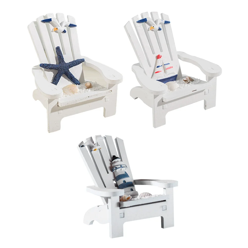 

4 Pcs Decoration Home Ornaments Miniature Wood Chair Desktop Office Decorate Nautical Small