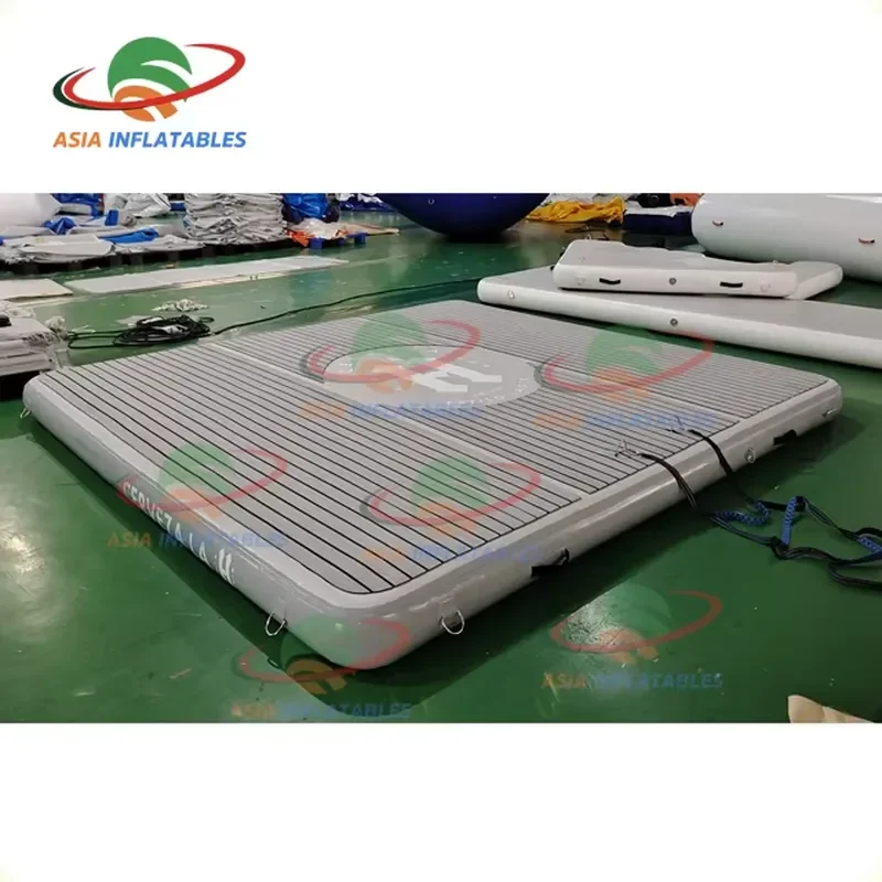 Inflatable Floating Dock Mat 6 Inches Thick Inflatable DWF Platform Raft None-Slip Surface for Lake Pool Beach