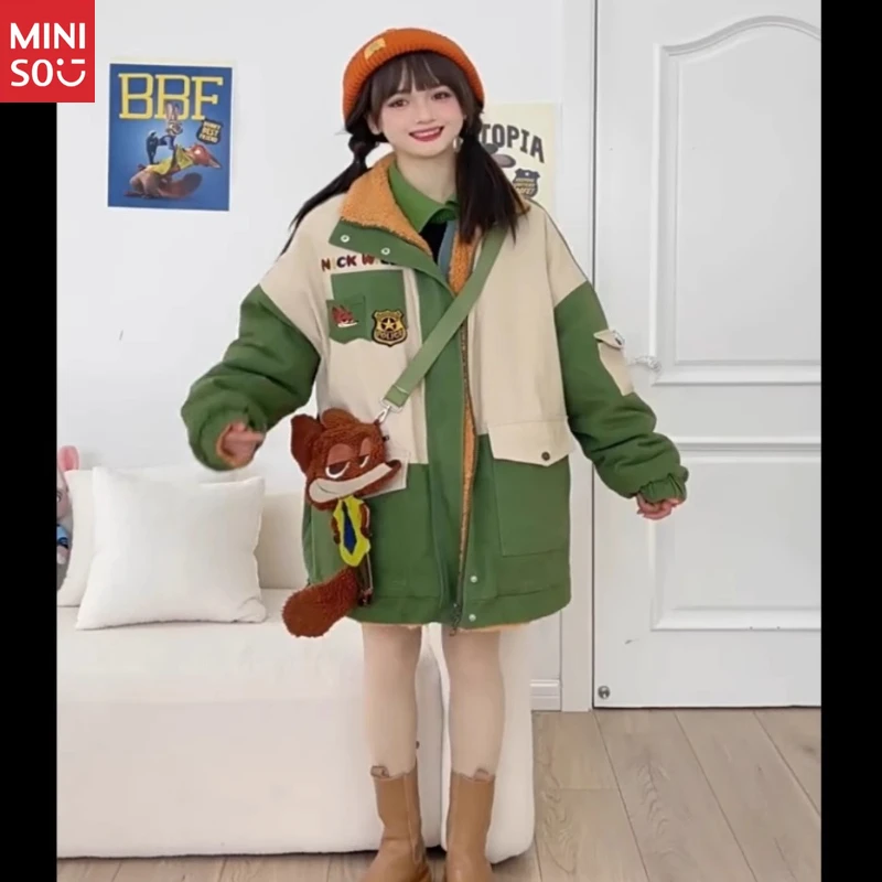 

Двустороннее пальто шерпы Miniso Zootopia, куртка-пуховик Джуди Ника, зимняя одежда для пар