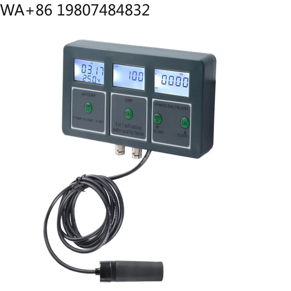 8-in-1 WiFi Digital Salinity PH Meter Built-in Data Logger Garden Hydroponic Plant Irrigation Water Quality Tester