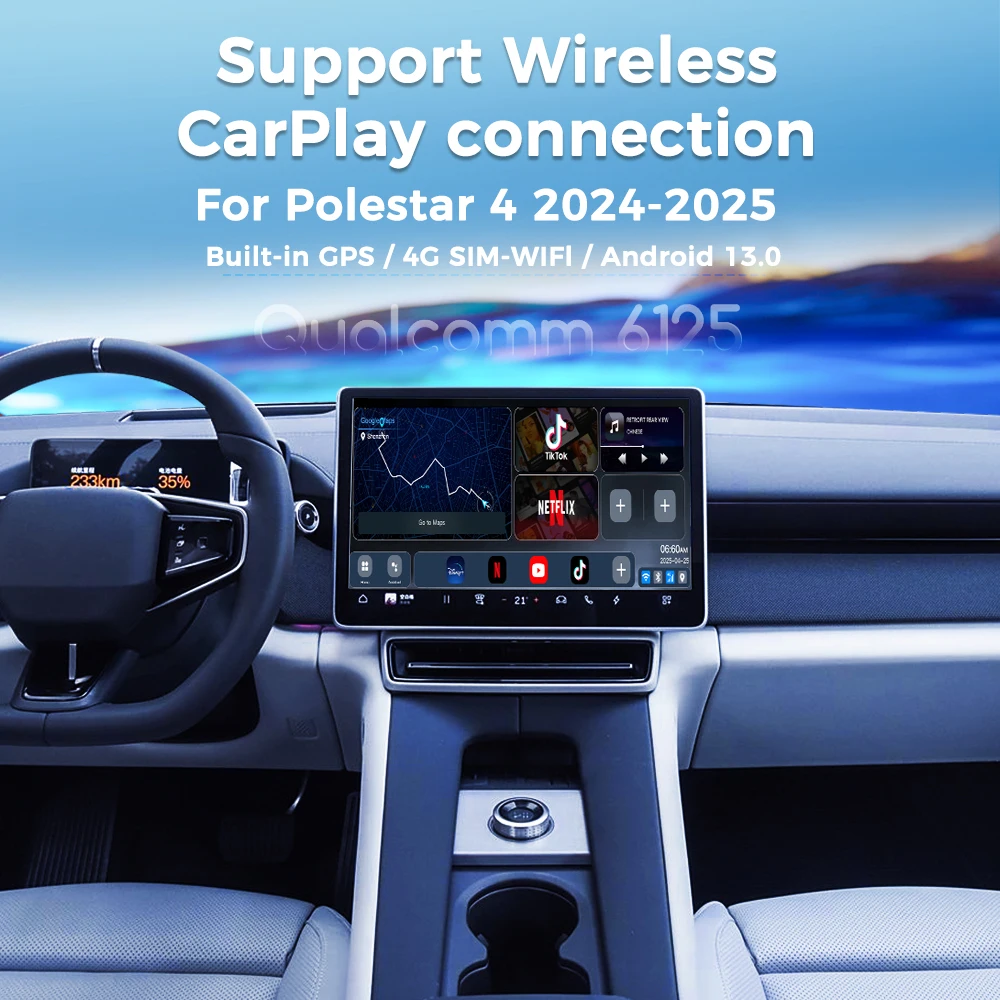 MMB MAX Android 13 CarPlay Ai Box 8+128G QCM6125 8 Cores Netflix&Youtube GPS 4G LTE For Polestar 4 Multimedia Video Android Auto view 2