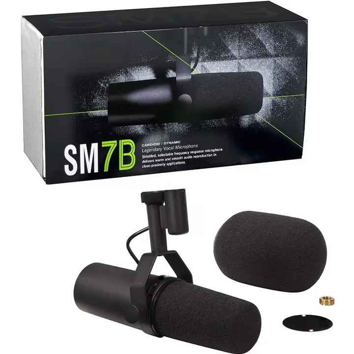 SM7B Cardioid Wired Handheld XLR Studio Microphone with Metal & Plastic Construction for Dynamic Vocal and Broadcast Recording