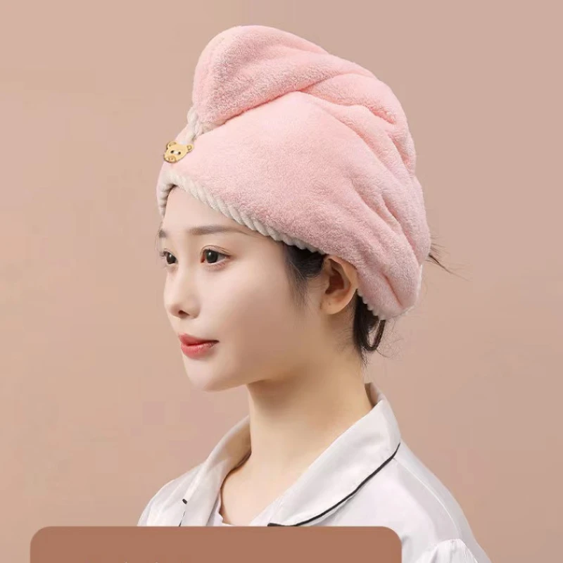 Microfiber Hair Towel Wrap,Turban with Button, Head Towel for Curly Wet Drying Hair for Women, Quick Dry Bath & Shower