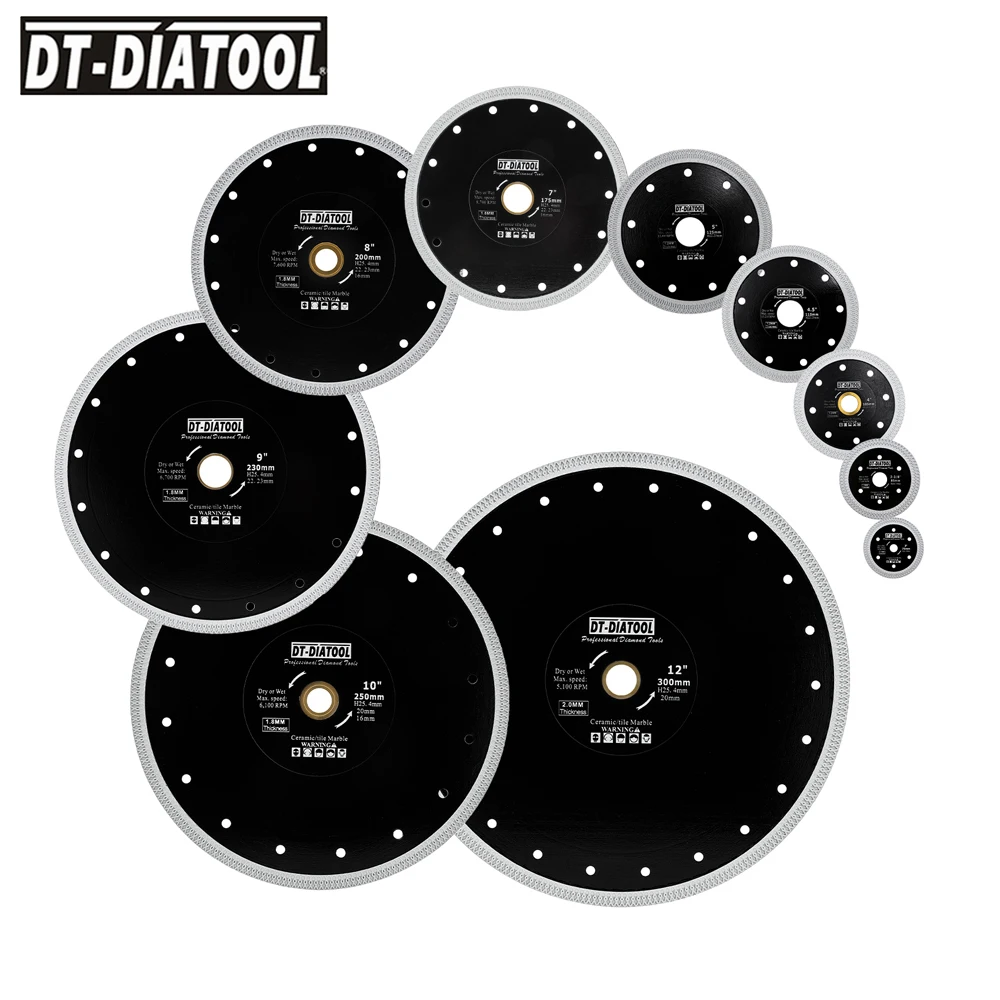 DT-DIATOOL 1Pc Siêu Mỏng Cắt Kim Cương Đĩa X Lưới Turbo Viền Phân Đoạn Lưỡi Cưa Cho Gạch Men Sứ đường Kính 4 "-12"