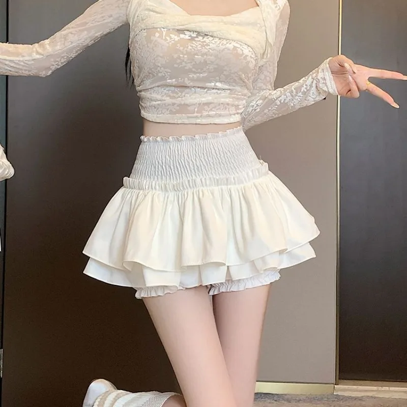 A-line Cake Skirts Women Anti-exposure All-match Daily Popular College Ins High Waist Balletcore Sweet Sexy Girls Korean Fashion