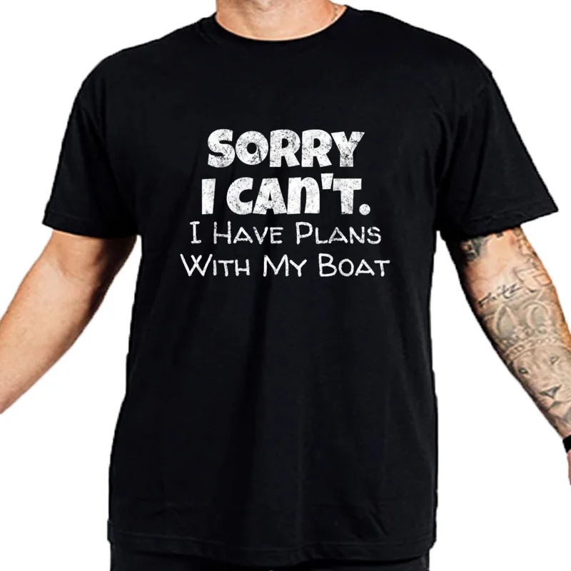 T-shirt graphique j'ai des plans avec mon lac de bateau pour hommes, chemise de bateau drôle, t-shirts, vêtements personnalisés