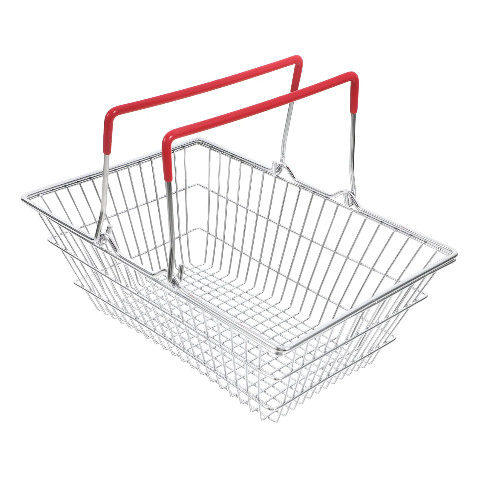 Mini cesta de compras de ferro para crianças, organizador de compras, recipiente pequeno, portátil, para frutas, vegetais, lanches, sala de aula