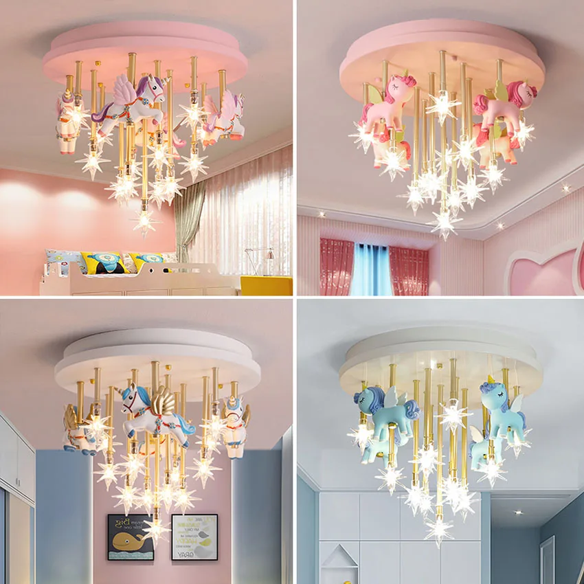 Children's room Ceiling Lamp Creative Warm Pegasus boys and girls Princess room Nordic minimalist bedroom  Ceiling Lights