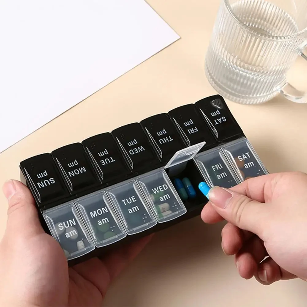 Portable Pill Storage Box 7 Days Medicine Box Weekly Tablet Holder Storage Organizer Container Case Pill Box Splitters