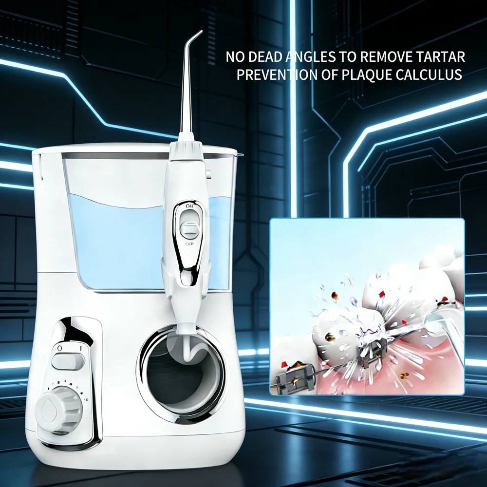 

Ирригатор для полости рта настольный, 800 мл, 10 режимов, 5 насадок, эффективное средство для чистки полости рта, предотвращает карие и неприятный запах изо рта