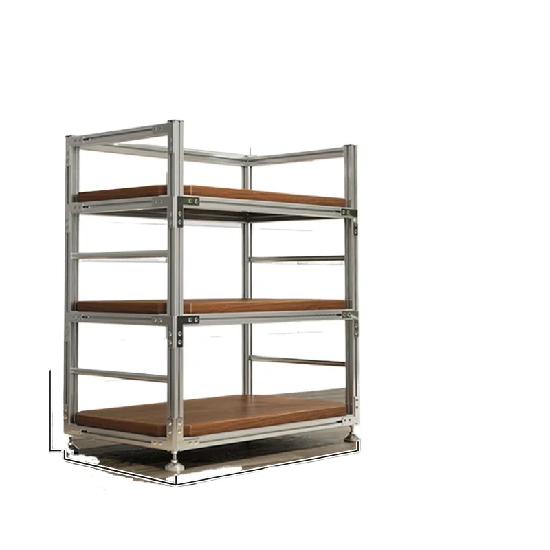 For Aluminum Profile Shelf Shelf Multi-layer Floor Storage Rack Household Balcony Storage Industrial Wind Frame Display Shelf