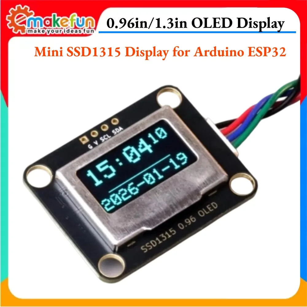 SSD1315 Controlled 0.96 Inch I2C OLED Screen 128×64 Pixels Self‑Illuminating Display & LEGO‑Mountable Base Compact Module