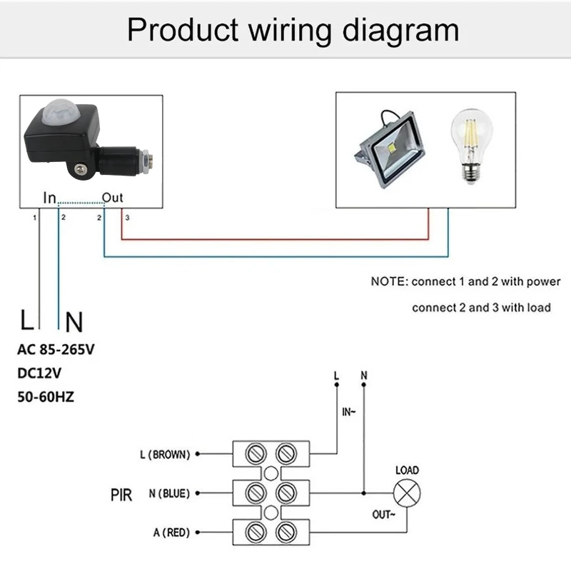 85-265V IP65 Motion Sensor Adjustable PIR Switch Ultrathin LED Flood Light PIR Waterproof Outdoor Motion Sensor Detector