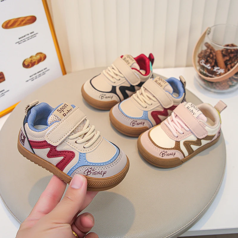 Little Toddler Color Block Retro Sneakers, Hook‑and‑Loop Faux Lace‑Up Soft Non‑Slip Casual Walking Shoes
