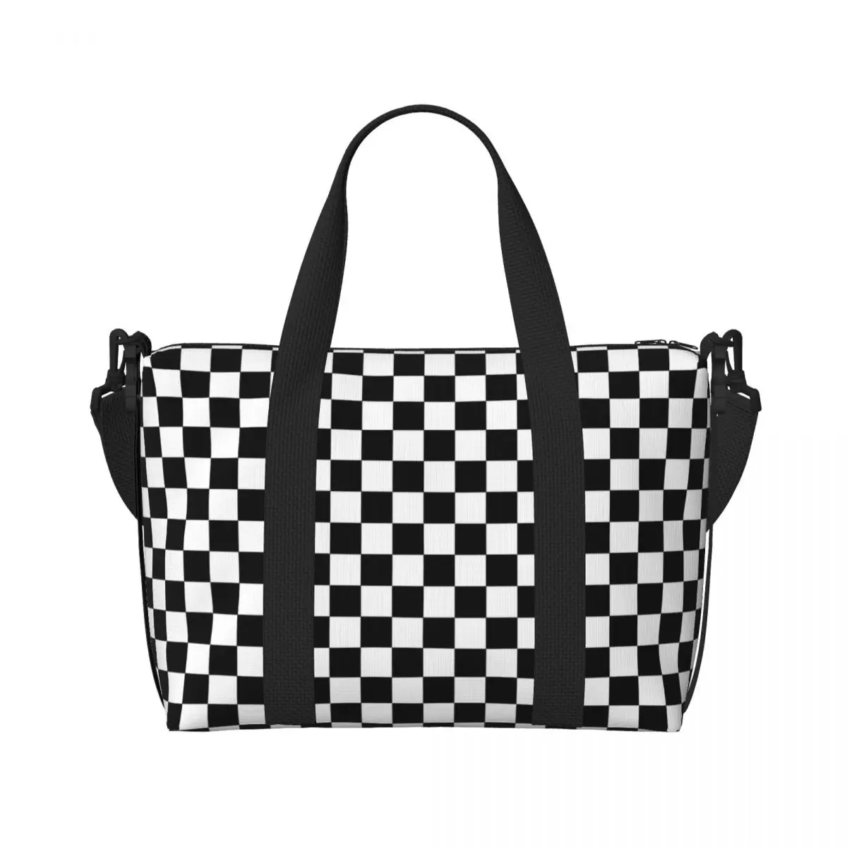 Checkered Two Color Splicing Portable Travel Bag, Sports Shoulder Bag, Waterproof Business Travel Bag, Fitness Crossbody Bag