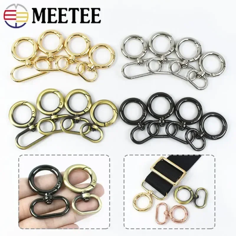 10/20Pc 12-38mm Metal Carabiner Buckle Bag Strap Snap Ring Hook Clip Trigger Spring O Rings Dog Collar Connector Clasp Accessory