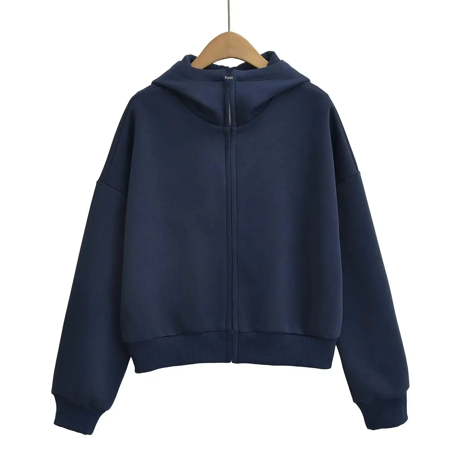 Pop estilo americano com capuz zíper cardigan feminino outono inverno nova casual cor pura estilo preguiçoso jaqueta cardigan camisola feminina