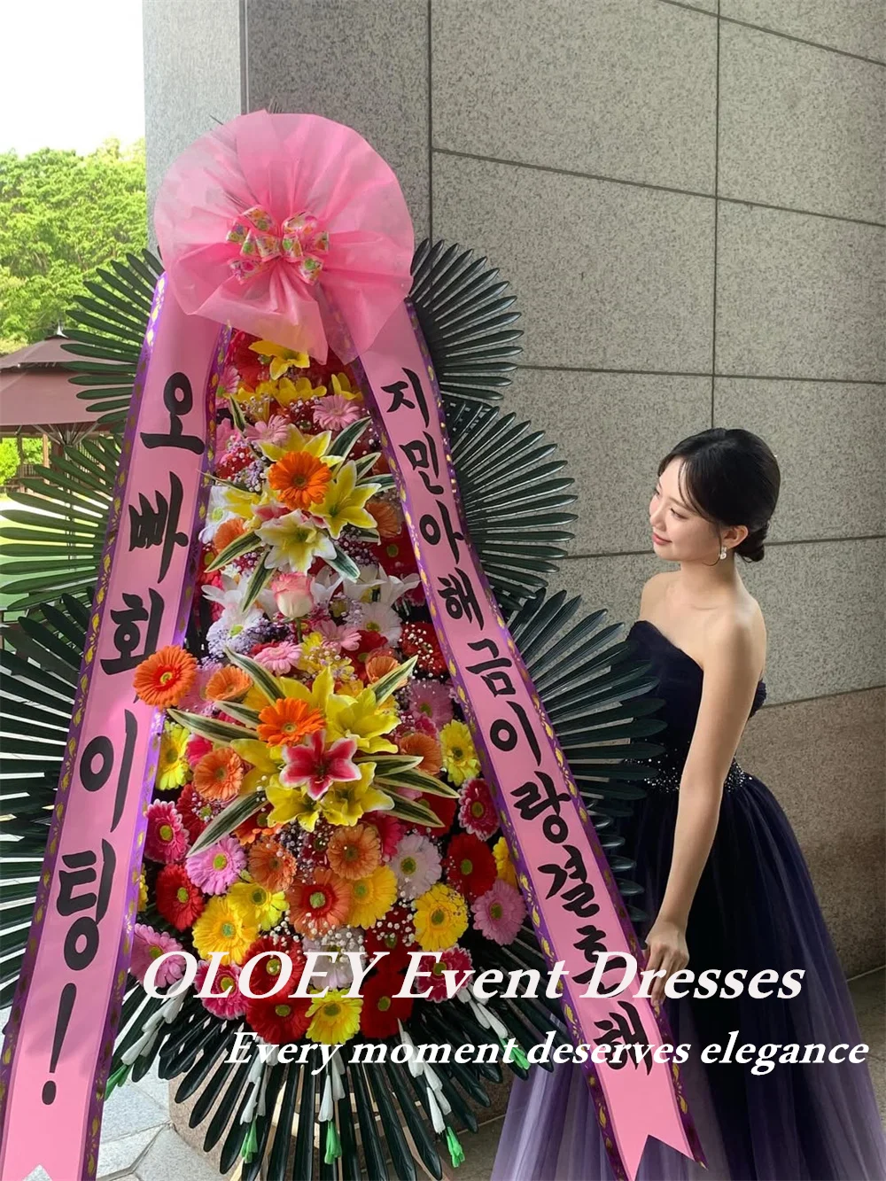 OLOEY Unique Gradient Purple Performance Dresses Strapless A Line Korea Wedding Photo Shoot Gowns Customized Reception Dresses