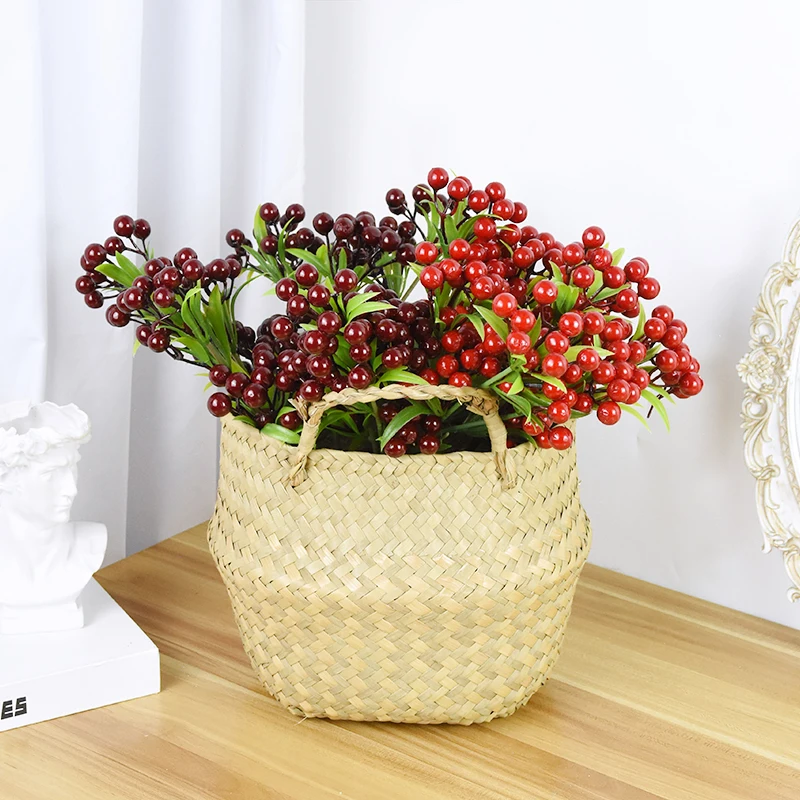 Christmas Decoration Artificial Berries Red Berry Stamen Flower Bouquet For Wedding Party Home Decor Fake Plants DIY Xmas Wreath