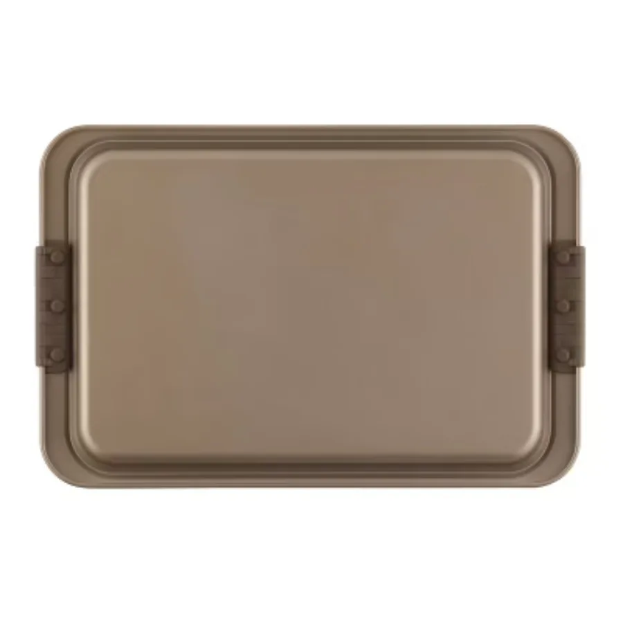 

Набор бронзовых форм для выпечки: противень для печенья 11x17 дюймов с силиконовой ручкой. Обеспечивает даже нагрев, удобную ручку и легко снимается.