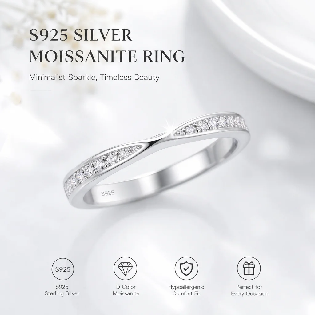 [Promotion]X Band Sparkling Moissanite Ring With GRA Certificate Luxury D VVS S925 Silver For Women Anniversary Wedding