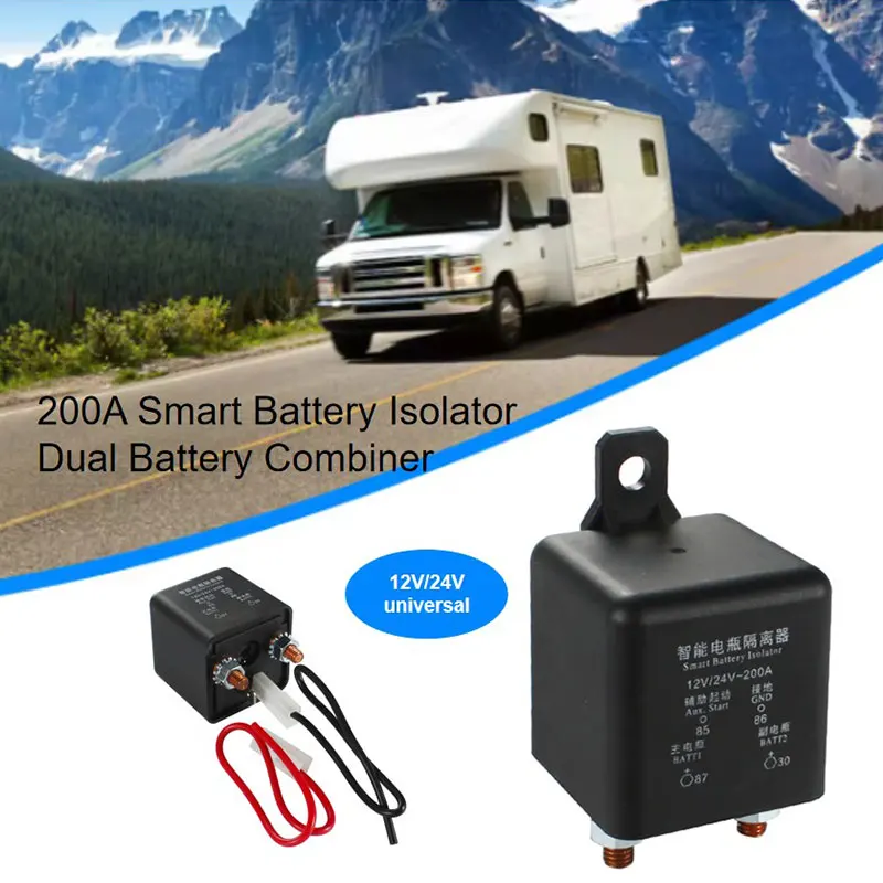 TYTXRV Motorhome Auto Camper Accessories 200A Smart Battery Isolator Dual Battery Combiner 12V/24V Caravan Accessories