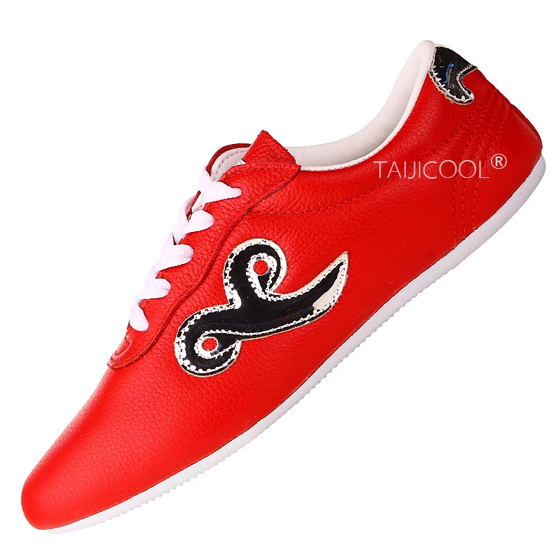 Chinese Kung Fu Martial Arts Shoes, Top-Grain Leather, Indoor Professional Wushu Competition and Performance Shoes