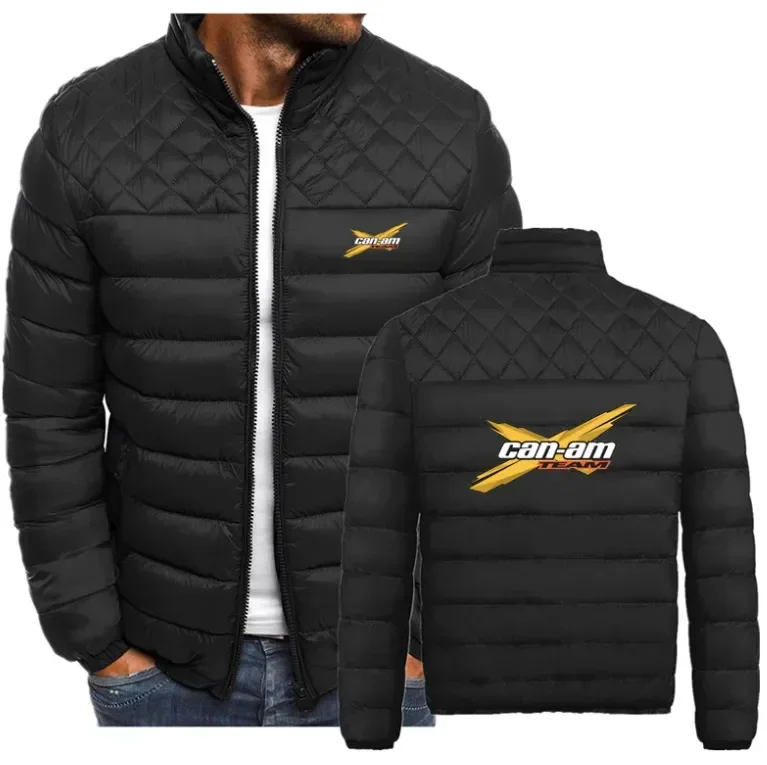 Autumn and winter CAN-AM men's cotton padded jacket simple and fashionable Ling grid cotton padded jacket men's fashion jacket